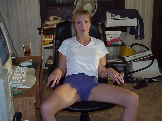 Horny blonde, slut wife interacts on the internet. — 10